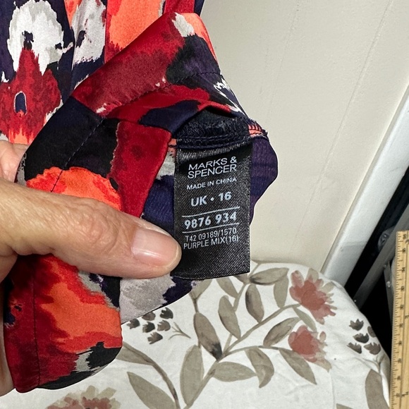 Marks & Spencer Vibrant Red and Navy Floral Dress - Picture 4 of 12